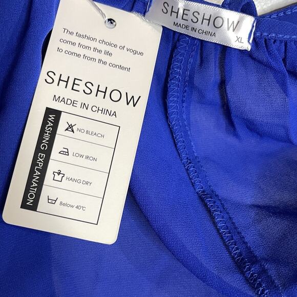 Sheshow Royal Blue Tank Top Sheer Strappy Flowy Back Swing Womens XL New w/Tags - Picture 4 of 6